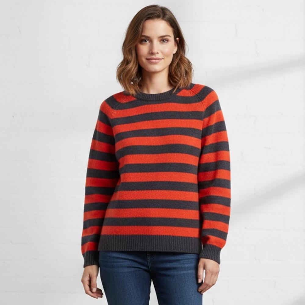 Club Room Red and Black Striped Crewneck Sweater